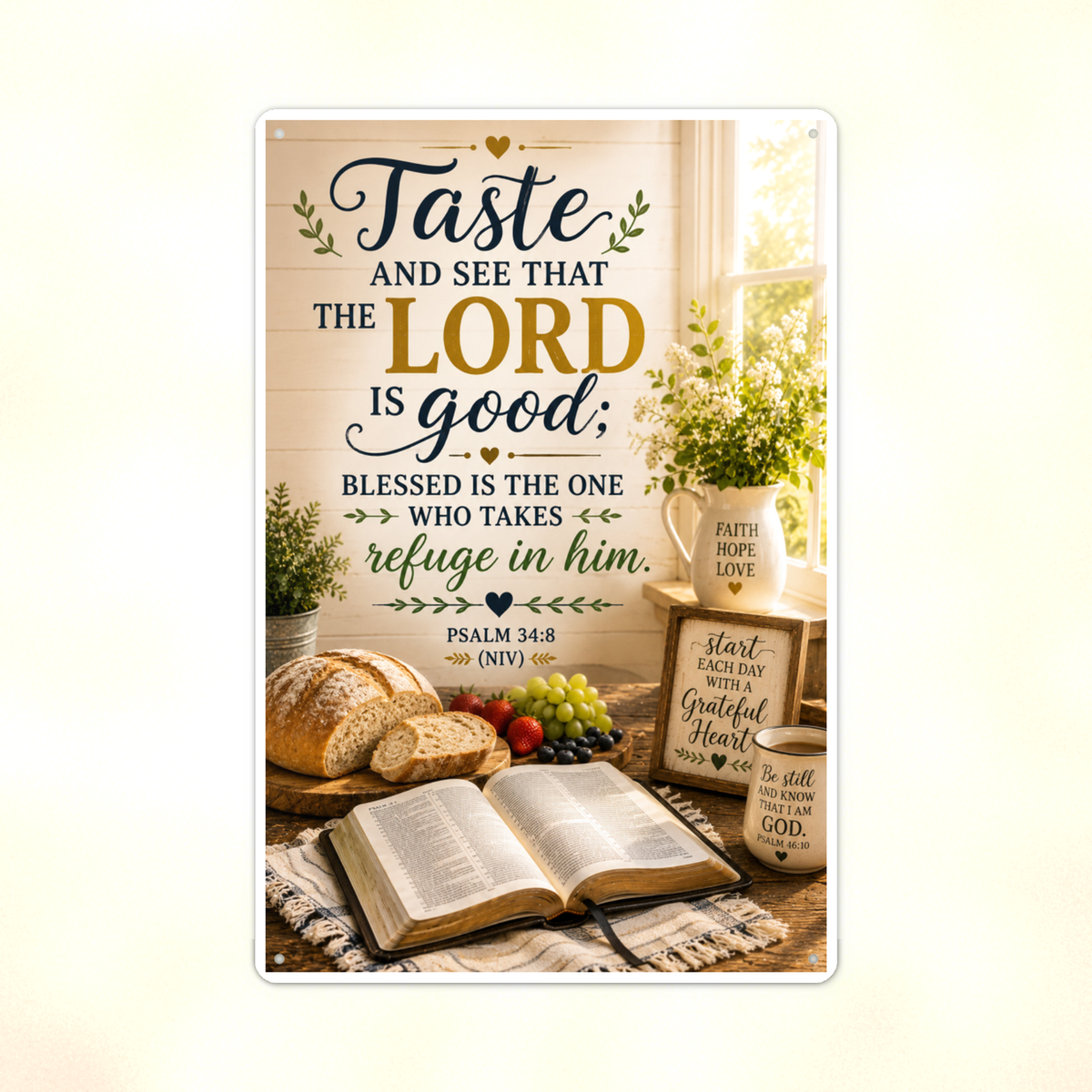 Taste And See That The Lord Is Good - Psalm 34:8, Christian Metal Sign 8x12 & 12x18 — Print detail