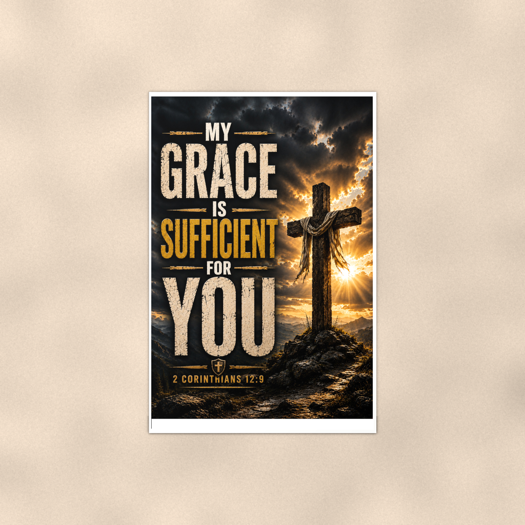 My Grace Is Sufficient For You - 2 Corinthians 12:9, Christian Poster 16x24 & 24x36 — Full product view