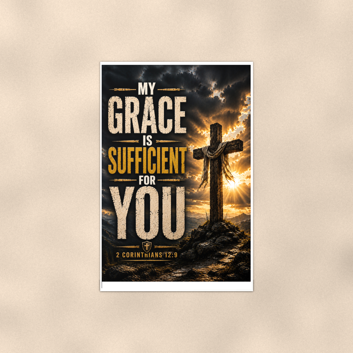 My Grace Is Sufficient For You - 2 Corinthians 12:9, Christian Poster 16x24 & 24x36 — Full product view