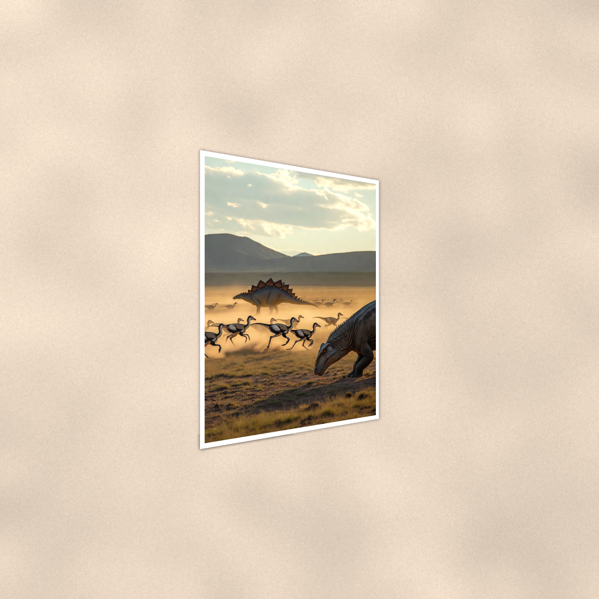 Dinosaur Herd Plains Scene - Poster 16x24 & 24x36 — Alternate wall view
