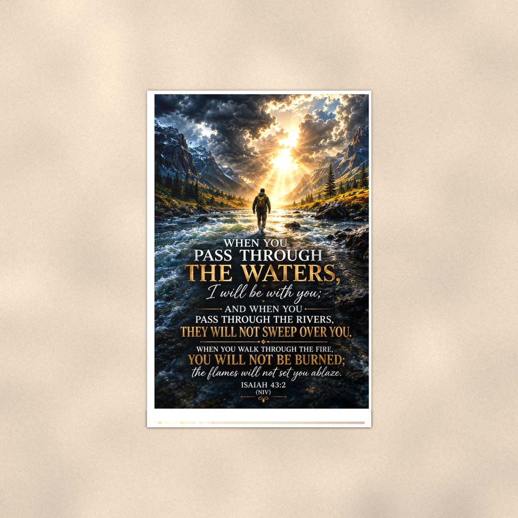 Pass Through The Waters - Isaiah 43:2, Christian Poster 16x24 & 24x36 — Full product view