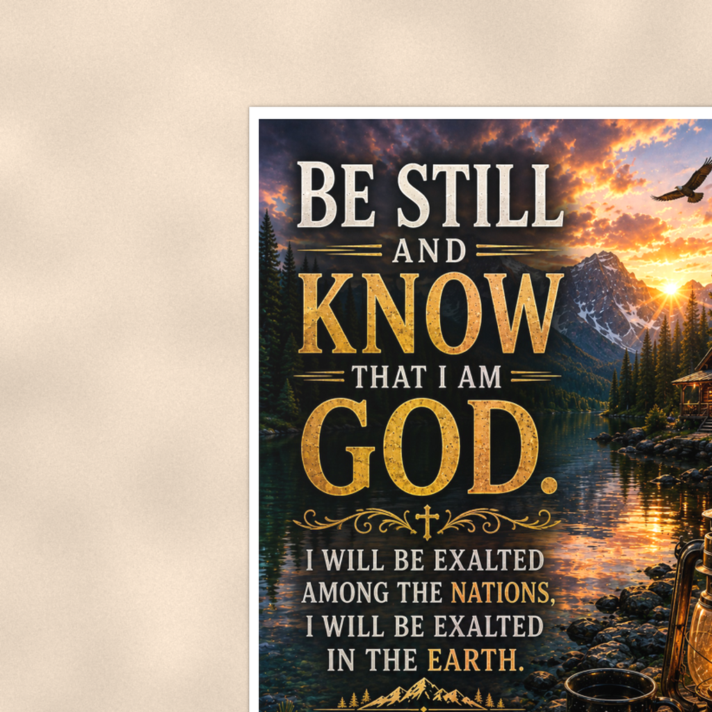Be Still And Know Exalted Lakeside - Psalm 46:10, Christian Poster 16x24 & 24x36 — Context view