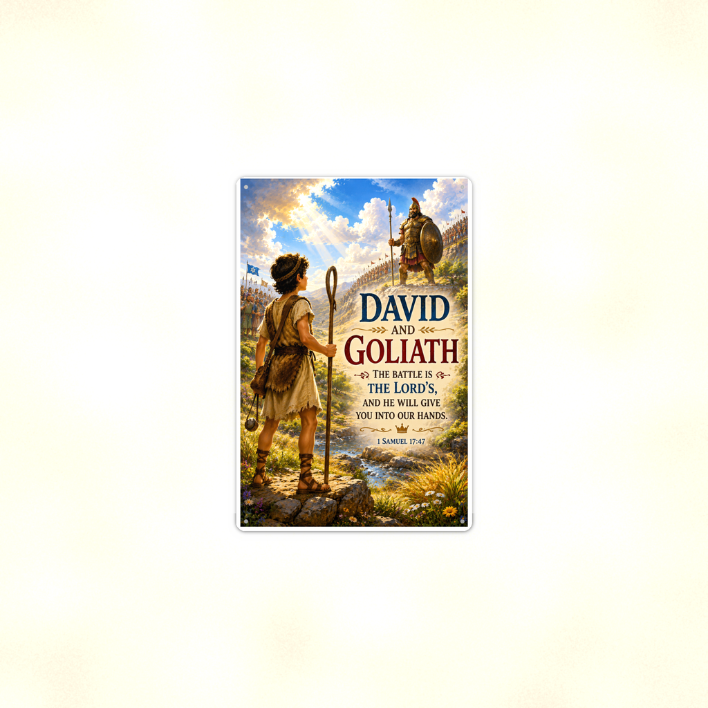 David And Goliath - 1 Samuel 17:47, Christian Metal Sign 8x12 & 12x18 — Context view