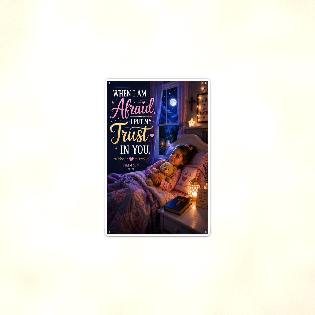 When Afraid, I Put My Trust In You - Psalm 56:3, Christian Metal Sign 8x12 & 12x18 — Context view