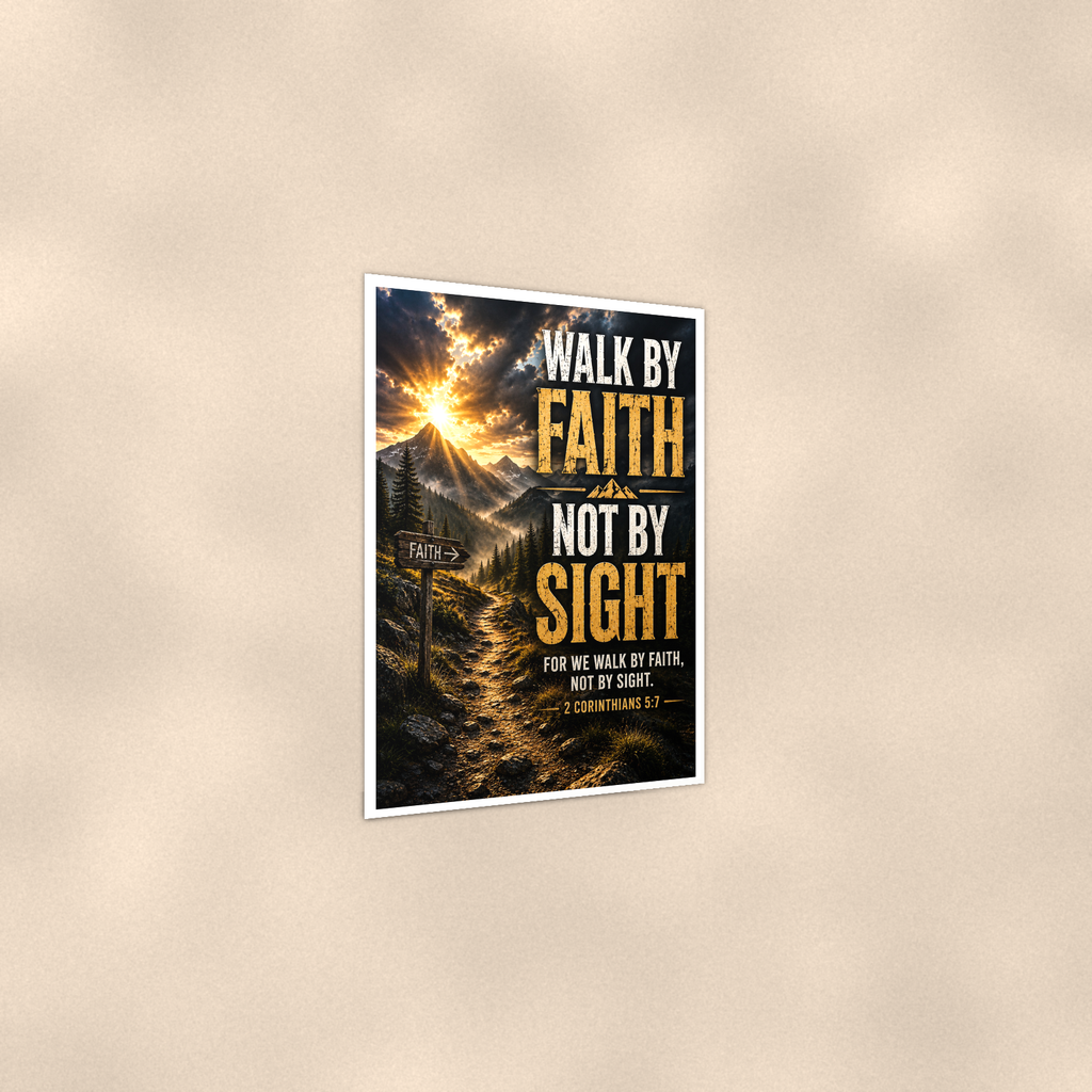 Walk By Faith, Not Sight - 2 Corinthians 5:7, Christian Poster 16x24 & 24x36 — Print detail