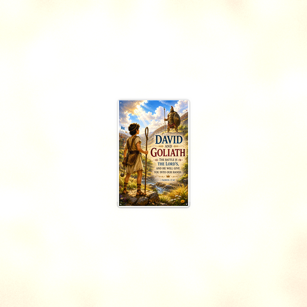 David And Goliath - 1 Samuel 17:47, Christian Metal Sign 8x12 & 12x18 — Room display