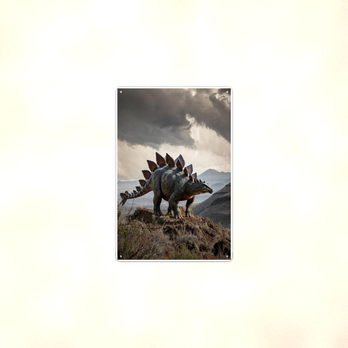 Stegosaurus Mountain Ridge - Dinosaur Metal Sign 8x12 & 12x18, Aluminum Decor — Context view