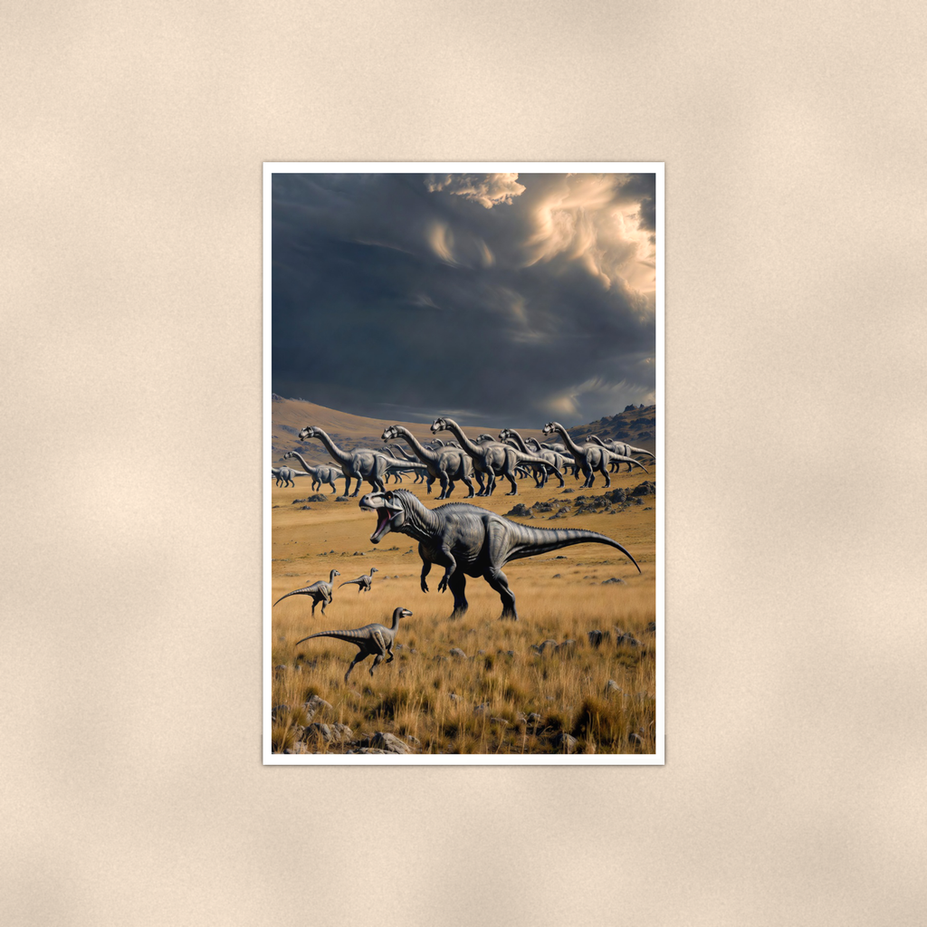 Predator Dinosaur, Storm Plains Scene - Poster 16x24 & 24x36 — Full product view