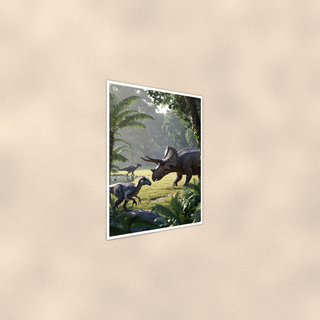 Triceratops Waterhole Scene - Dinosaur Poster 16x24 & 24x36 — Alternate wall view