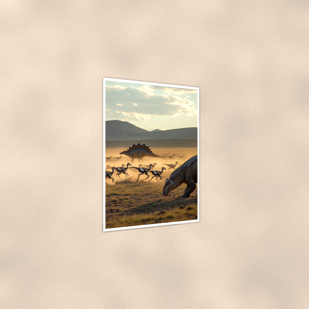 Dinosaur Herd Plains Scene - Poster 16x24 & 24x36 — Print detail