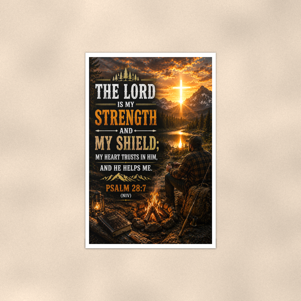 The Lord Is My Strength And Shield - Psalm 28:7, Christian Poster 16x24 & 24x36 — Full product view
