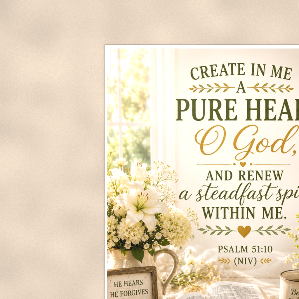 Create In Me A Pure Heart, O God - Psalm 51:10, Christian Poster 16x24 & 24x36 — Context view