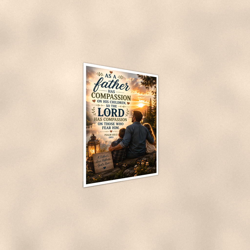 As A Father Has Compassion - Psalm 103:13, Christian Poster 16x24 & 24x36 — Alternate wall view