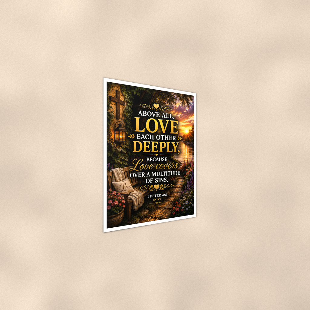 Above All Love Each Other Deeply - 1 Peter 4:8, Christian Poster 16x24 & 24x36 — Alternate wall view