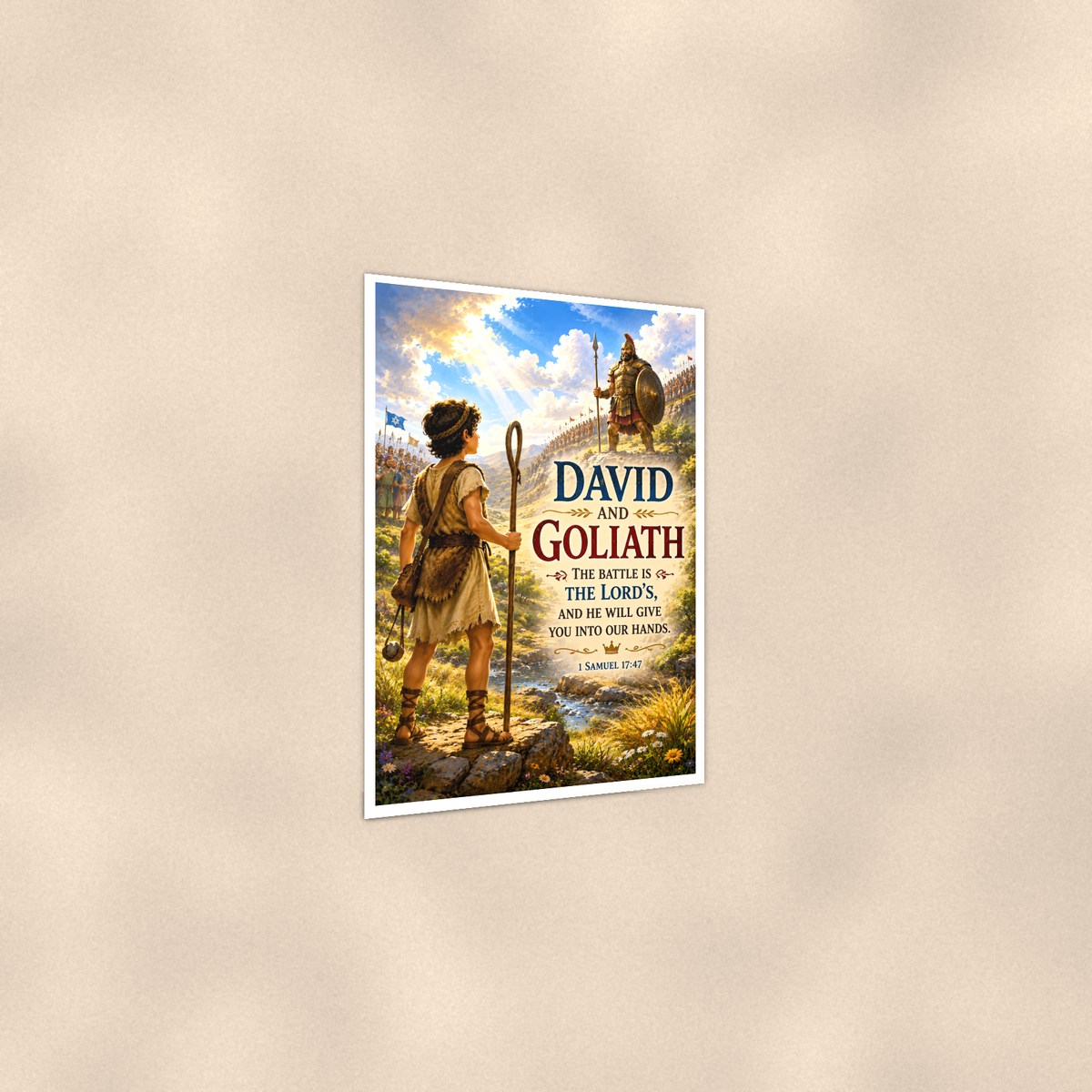 David And Goliath - 1 Samuel 17:47, Christian Poster 16x24 & 24x36 — Print detail