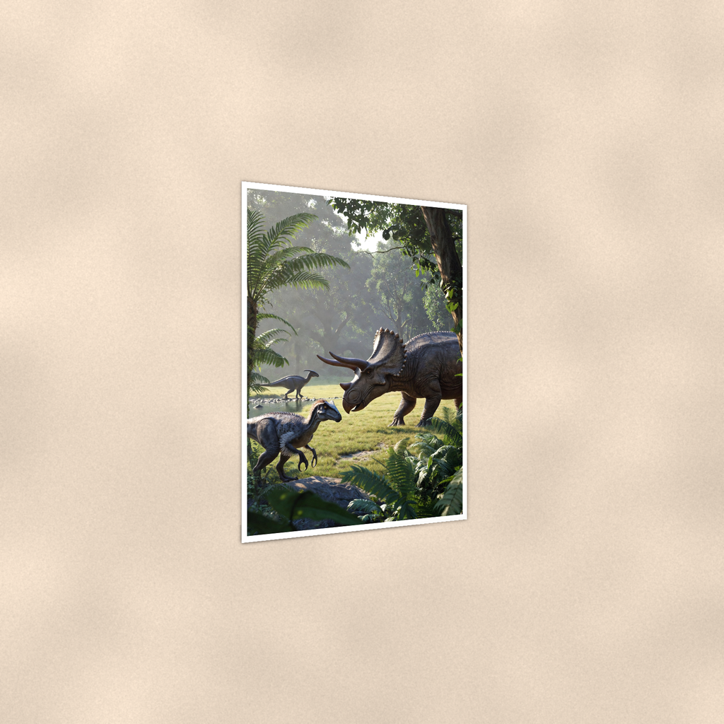 Triceratops Waterhole Scene - Dinosaur Poster 16x24 & 24x36 — Print detail