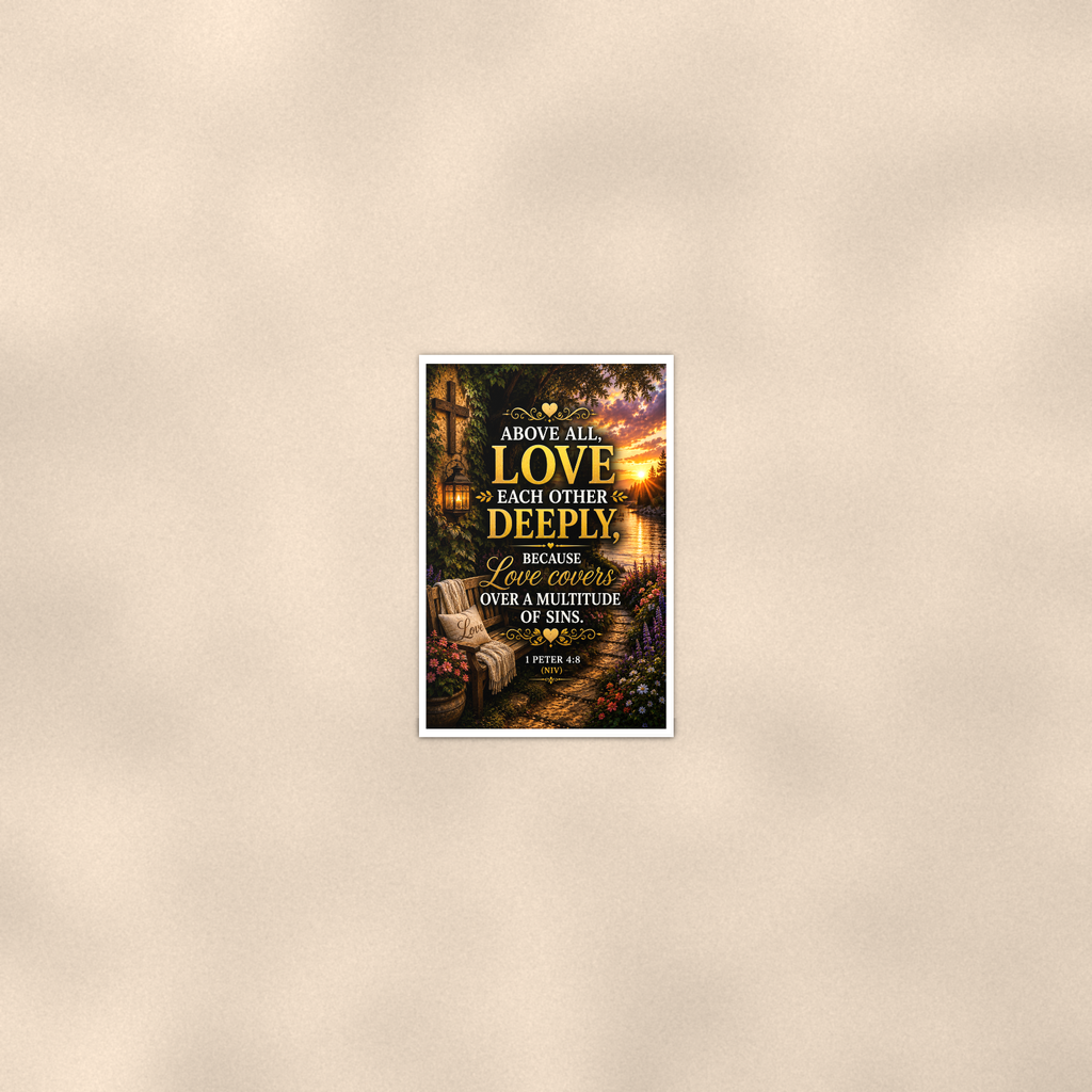 Above All Love Each Other Deeply - 1 Peter 4:8, Christian Poster 16x24 & 24x36 — Room display