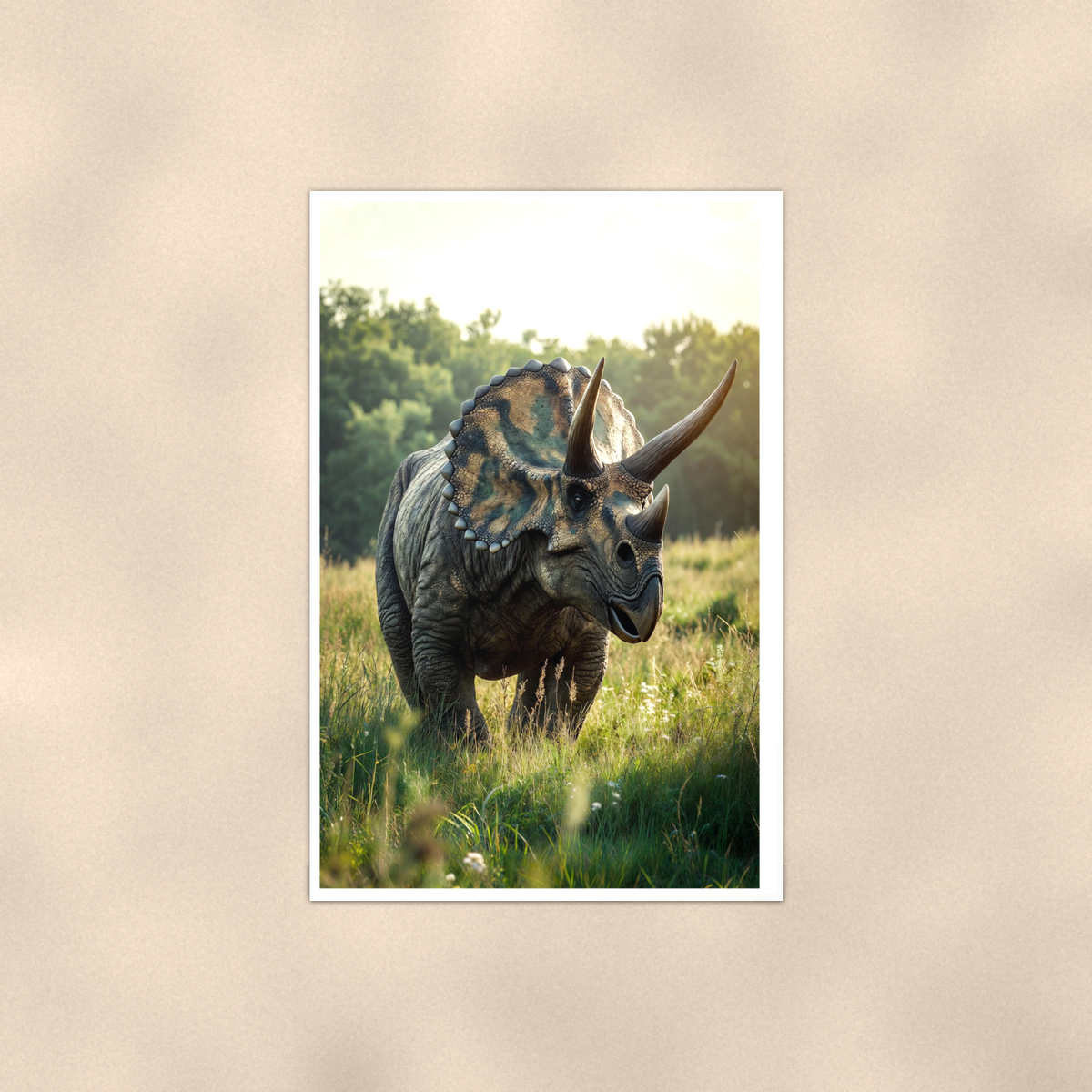 Triceratops Meadow Scene - Dinosaur Poster 16x24 & 24x36 — Full product view