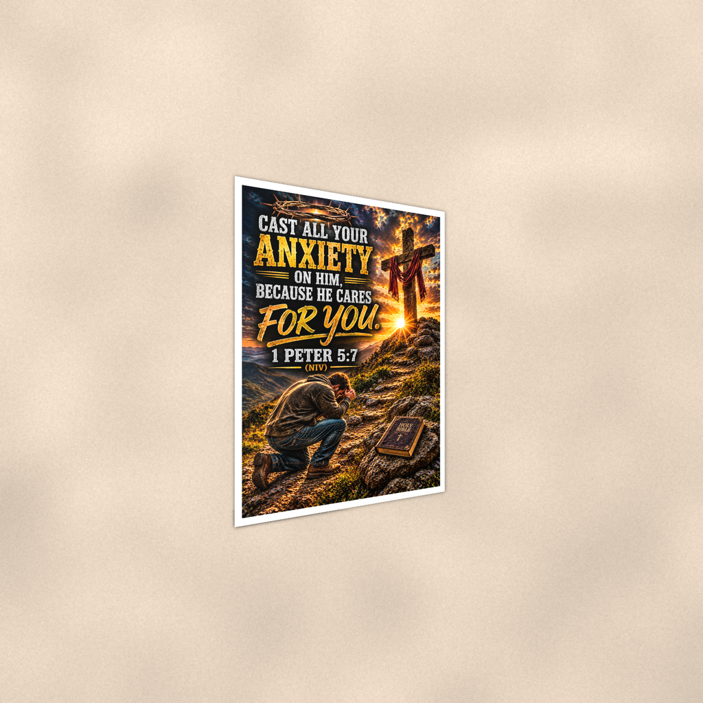 Cast All Your Anxiety On Him - 1 Peter 5:7, Christian Poster 16x24 & 24x36 — Alternate wall view