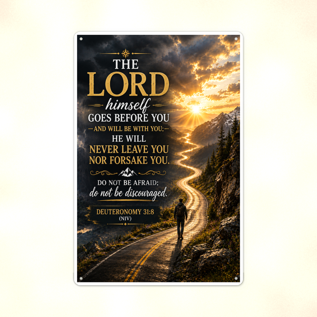 The Lord Himself Goes Before You - Deuteronomy 31:8, Christian Metal Sign 8x12 & 12x18 — Print detail