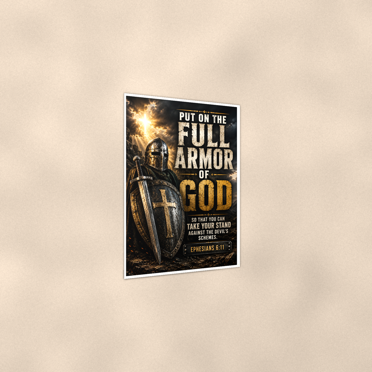 Put On The Full Armor Of God - Ephesians 6:11, Christian Poster 16x24 & 24x36 — Print detail