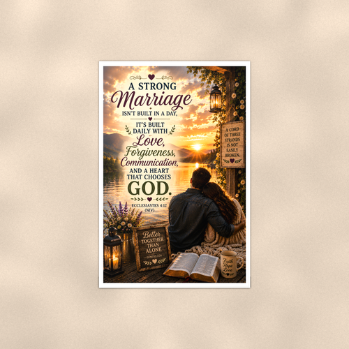 A Strong Marriage Isn't Built In A Day - Ecclesiastes 4:12, Christian Poster 16x24 & 24x36 — Full product view