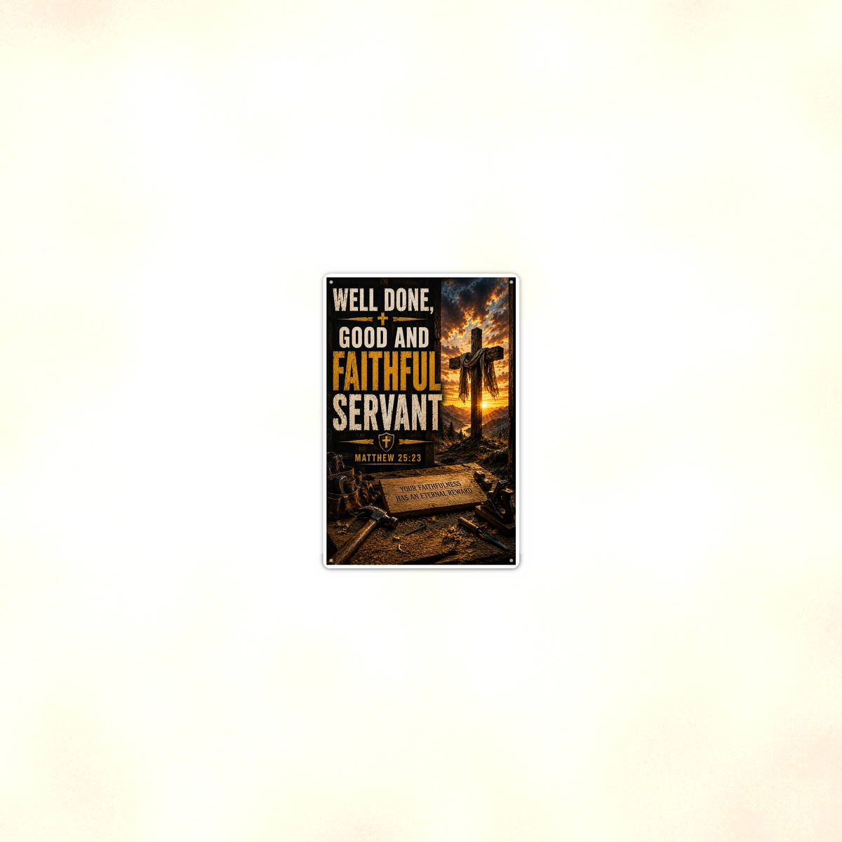 Well Done, Good And Faithful Servant - Matthew 25:23, Christian Metal Sign 8x12 & 12x18 — Room display
