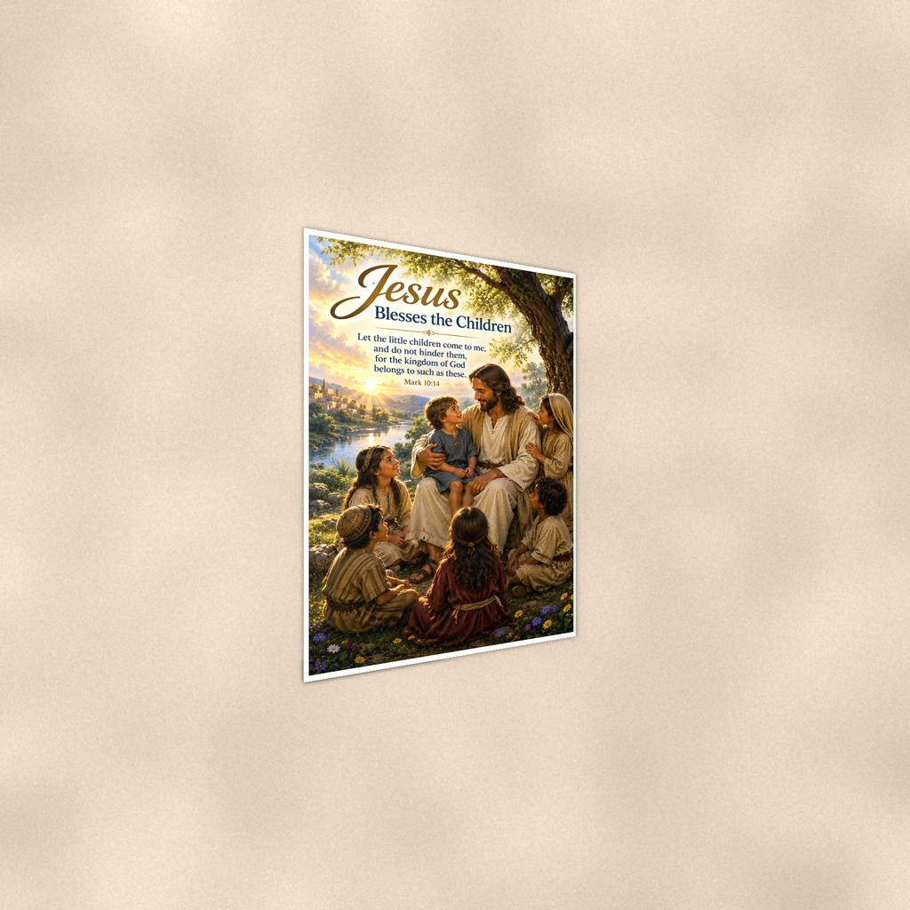 Jesus Blesses The Children - Mark 10:14, Christian Poster 16x24 & 24x36 — Alternate wall view