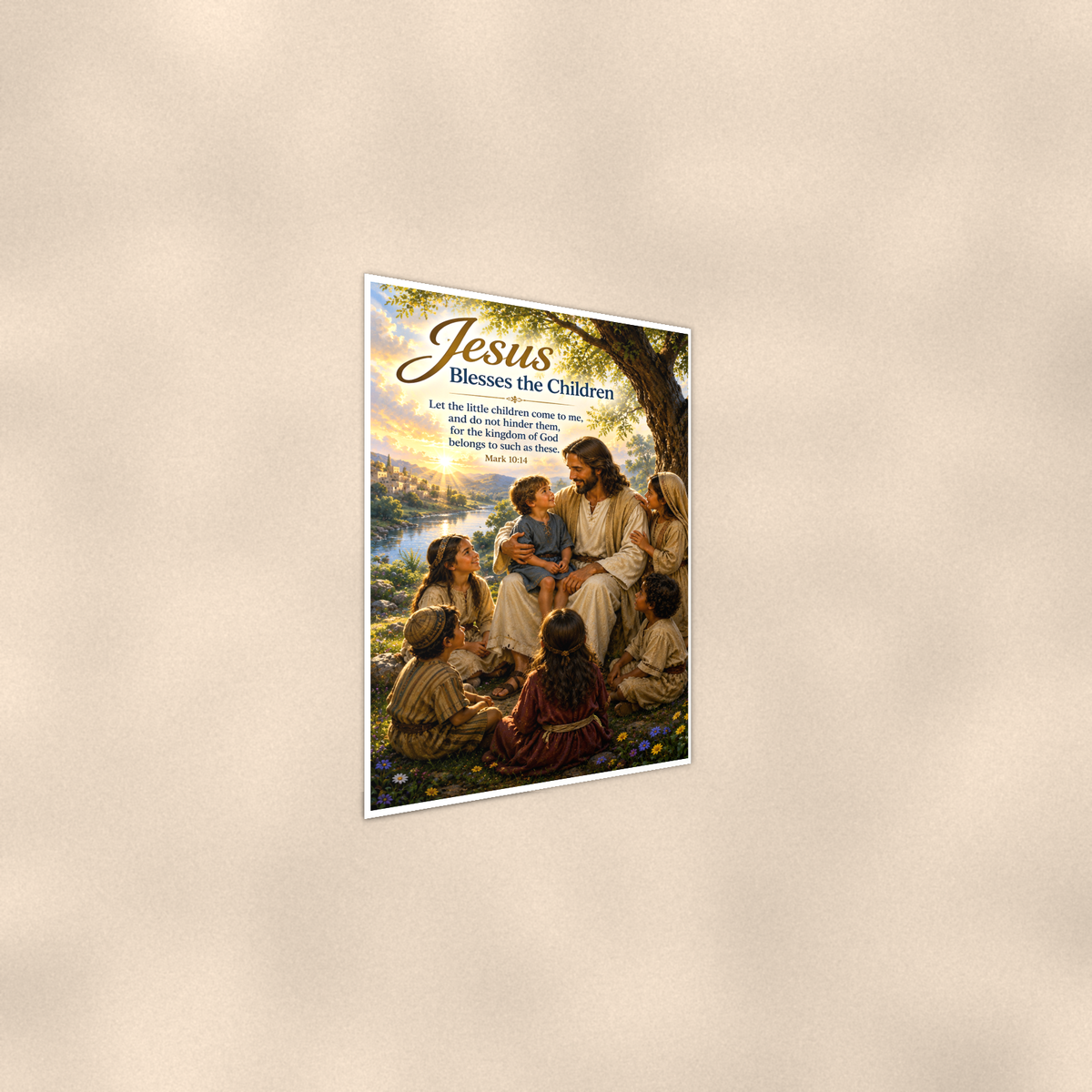 Jesus Blesses The Children - Mark 10:14, Christian Poster 16x24 & 24x36 — Alternate wall view