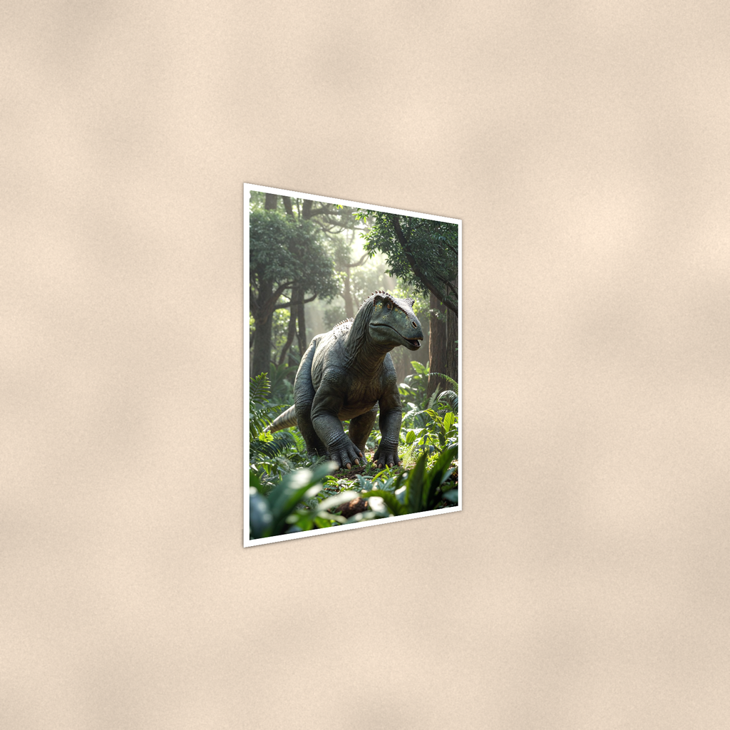 Horned Dinosaur Forest Scene - Poster 16x24 & 24x36, Kids Room Wall Art — Alternate wall view