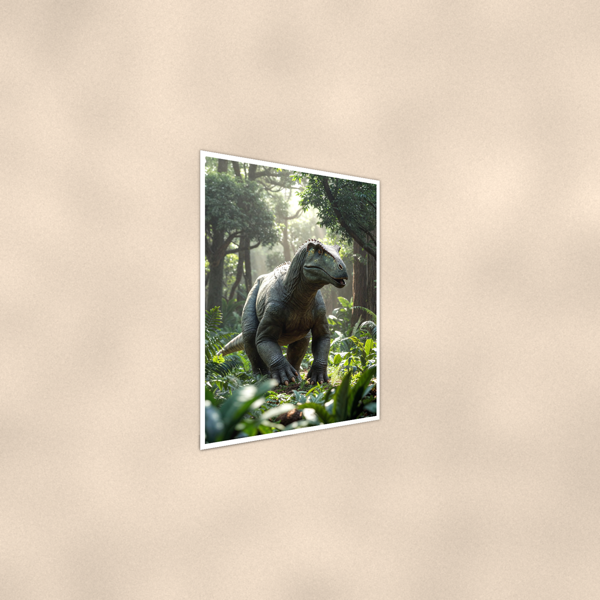 Horned Dinosaur Forest Scene - Poster 16x24 & 24x36, Kids Room Wall Art — Alternate wall view