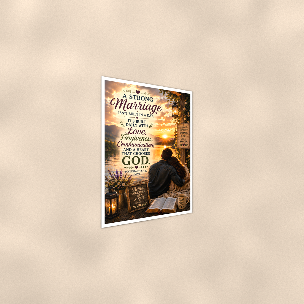 A Strong Marriage Isn't Built In A Day - Ecclesiastes 4:12, Christian Poster 16x24 & 24x36 — Alternate wall view