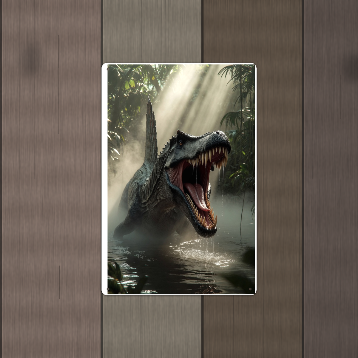Spinosaurus Swamp Roar - Dinosaur Metal Sign 8x12 & 12x18, Aluminum Decor — Alternate wall view