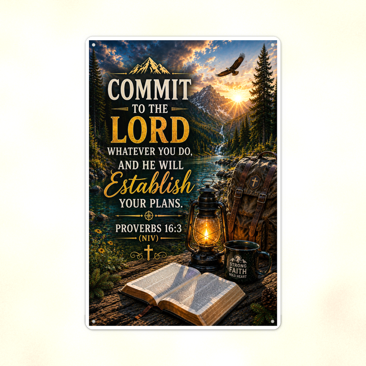 Commit To The Lord - Proverbs 16:3, Christian Metal Sign 8x12 & 12x18 — Print detail