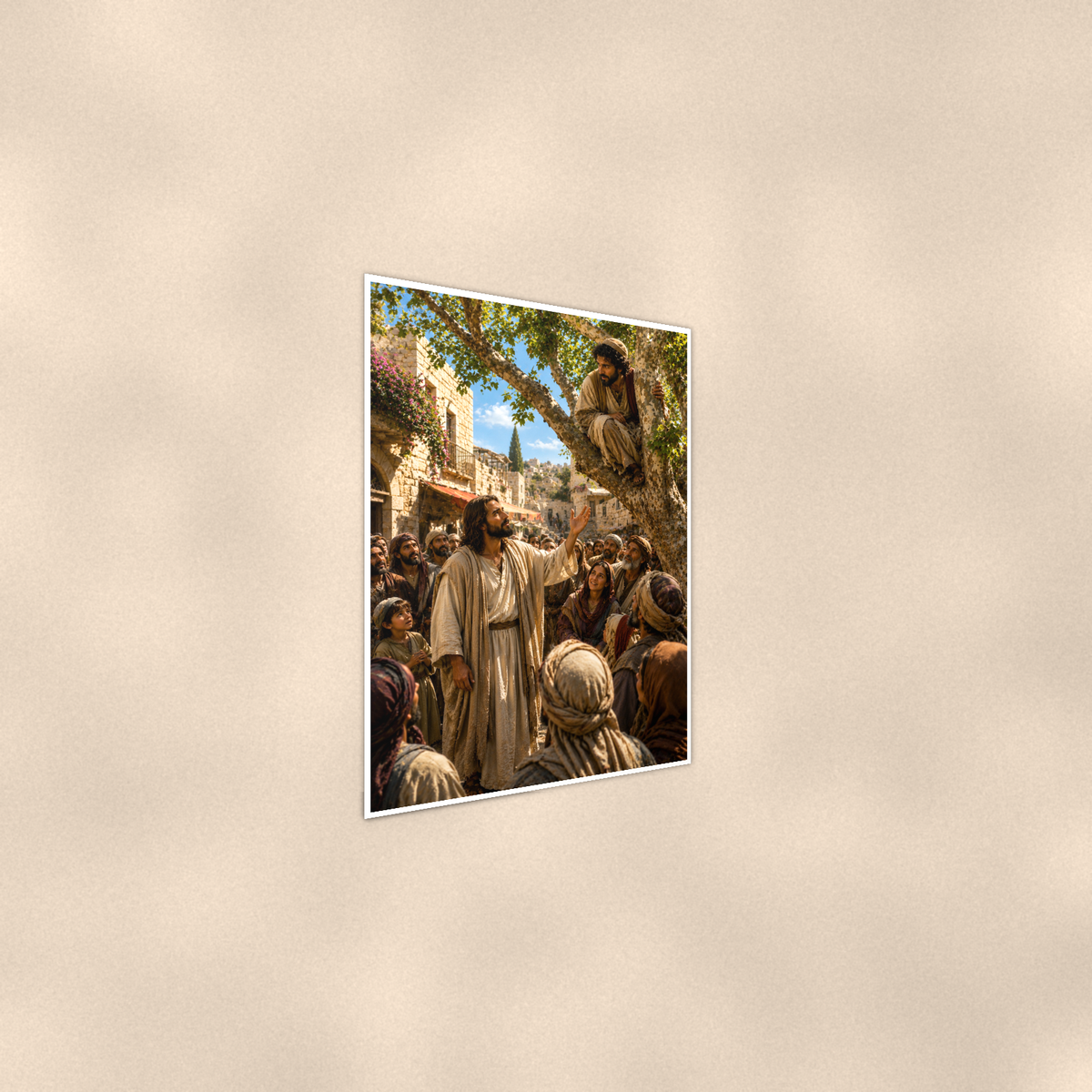 Jesus Calling Zacchaeus From The Tree - Christian Poster 16x24 & 24x36 — Alternate wall view