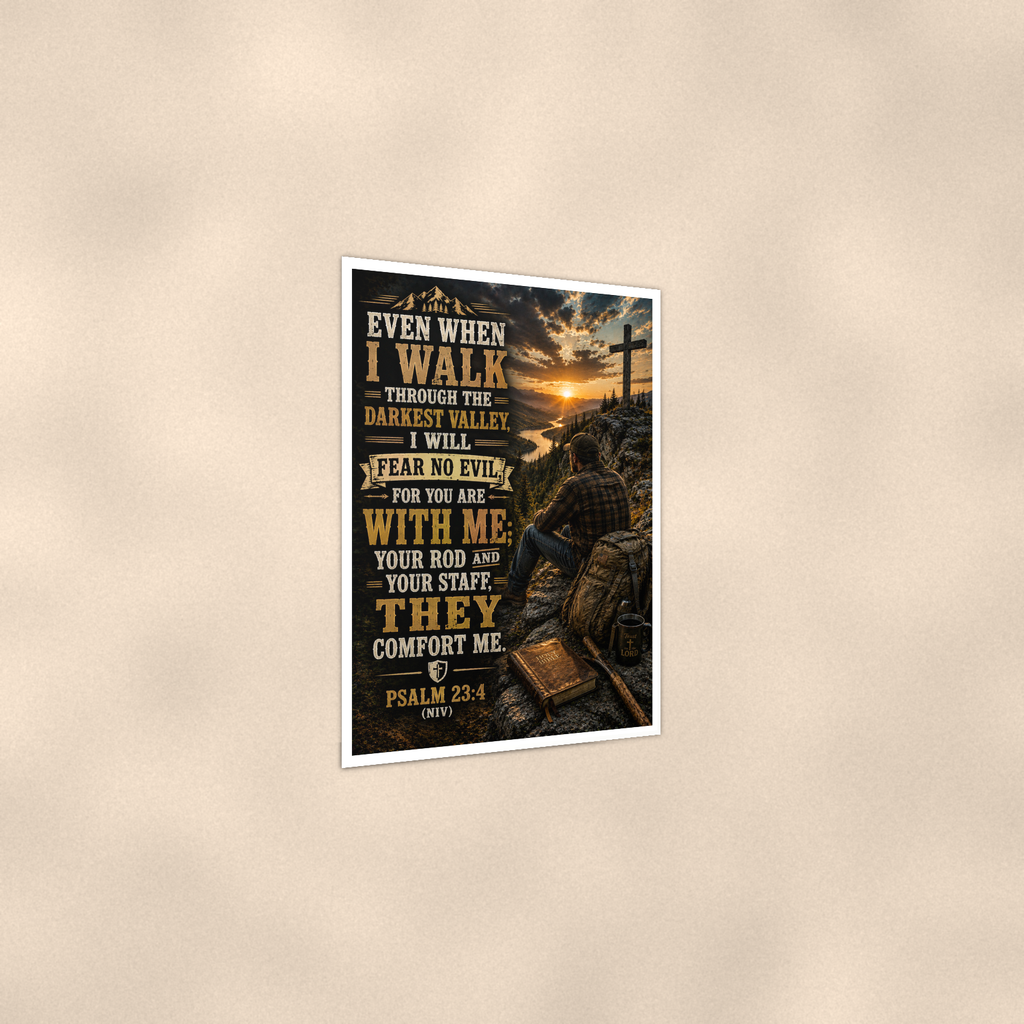 Even When I Walk Through The Darkest Valley - Psalm 23:4, Christian Poster 16x24 & 24x36 — Print detail