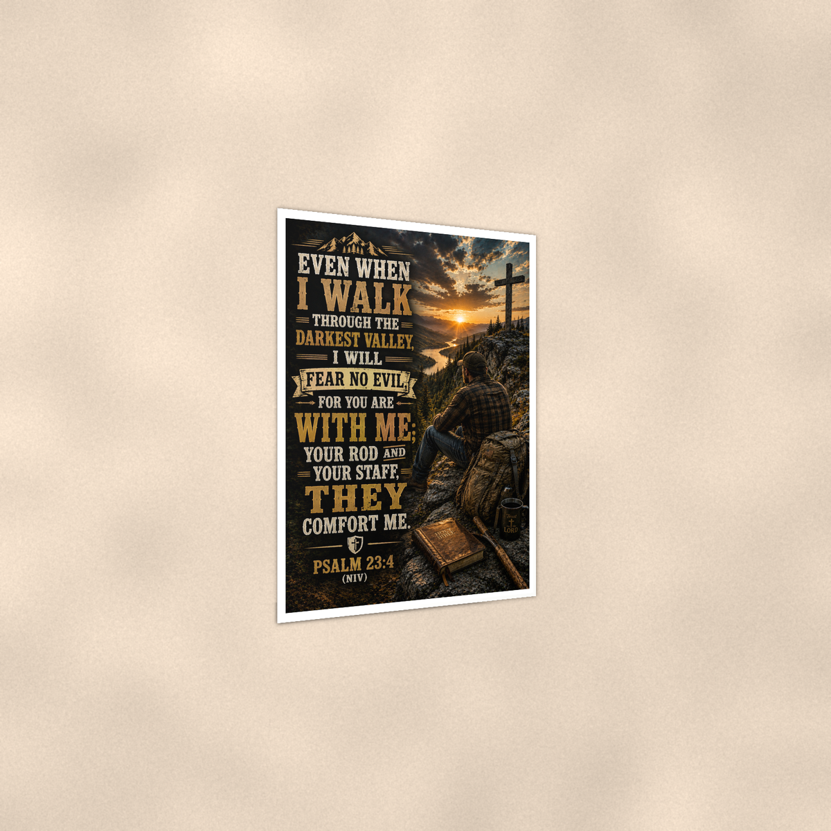 Even When I Walk Through The Darkest Valley - Psalm 23:4, Christian Poster 16x24 & 24x36 — Print detail