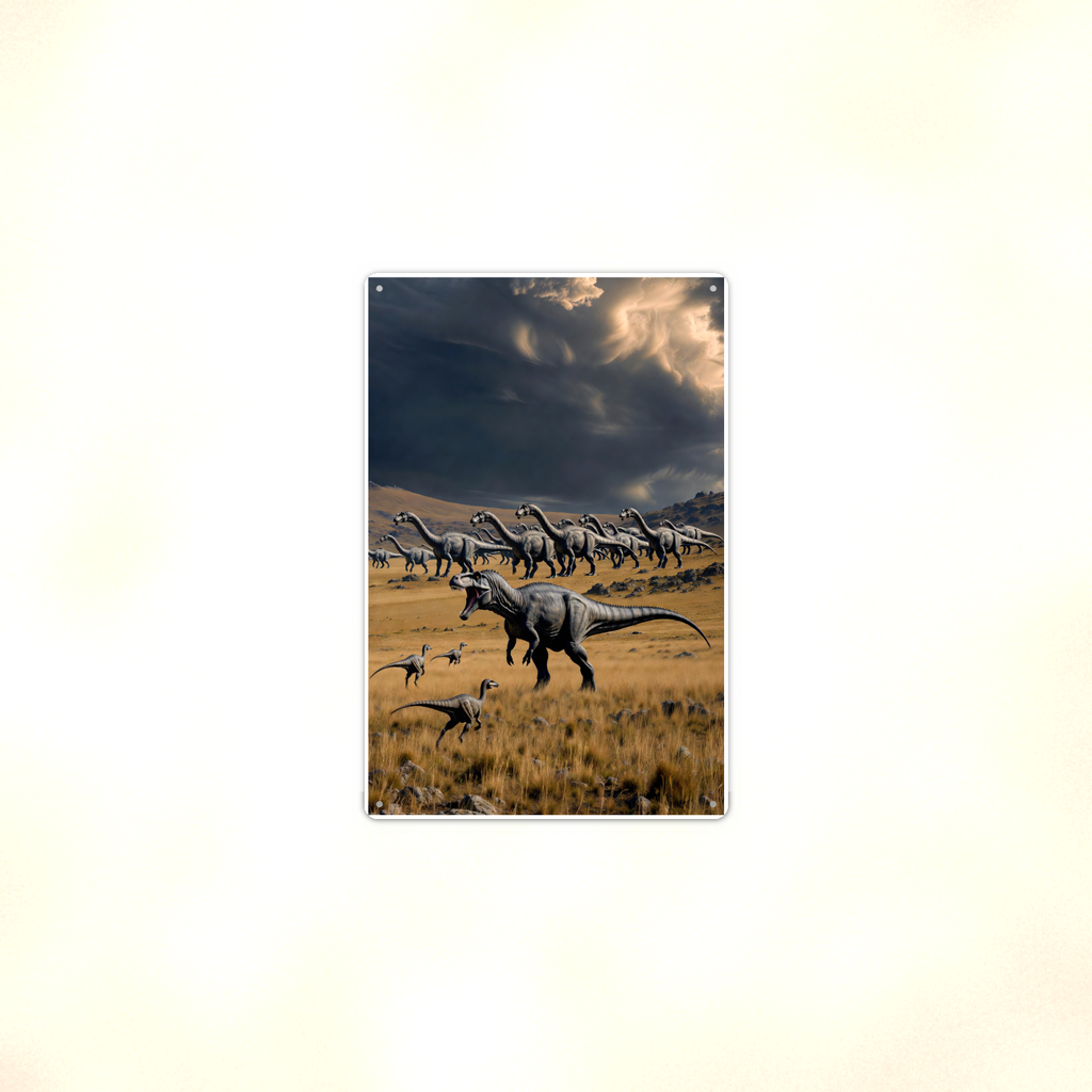 Predator Dinosaur, Storm Plains Scene - Metal Sign 8x12 & 12x18 — Context view