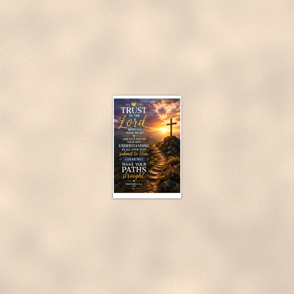 Trust In The Lord Lean Not On Understanding - Proverbs 3:5-6, Christian Poster 16x24 & 24x36 — Room display