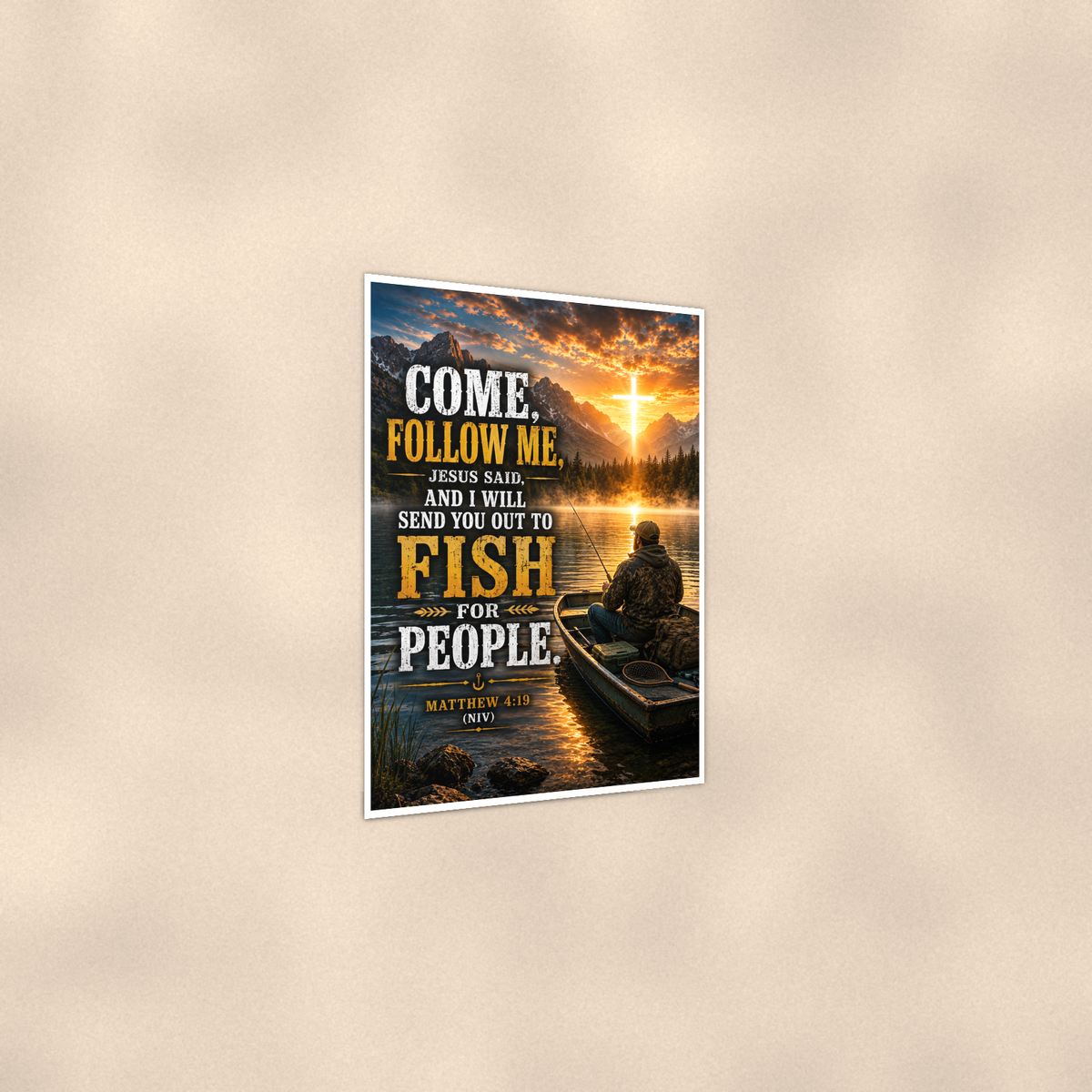 Come, Follow Me, Jesus Said - Matthew 4:19, Christian Poster 16x24 & 24x36 — Print detail