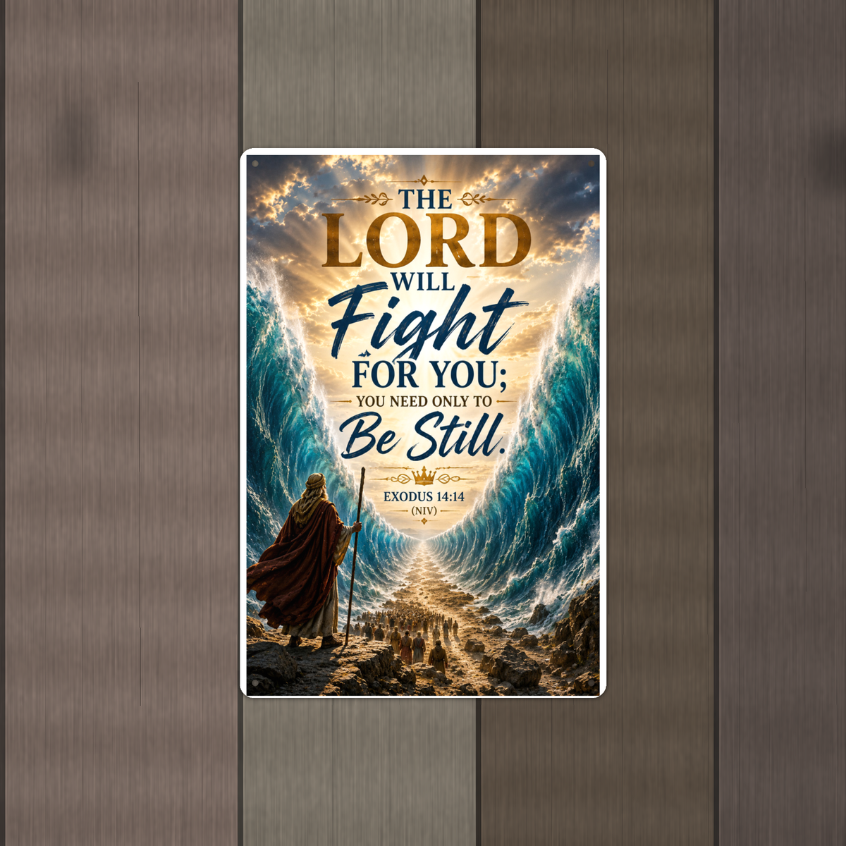 The Lord Will Fight For You, Be Still - Christian Metal Sign 8x12 & 12x18 — Alternate wall view