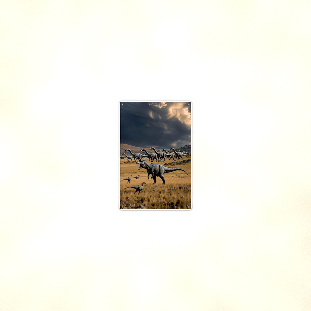 Predator Dinosaur, Storm Plains Scene - Metal Sign 8x12 & 12x18 — Room display