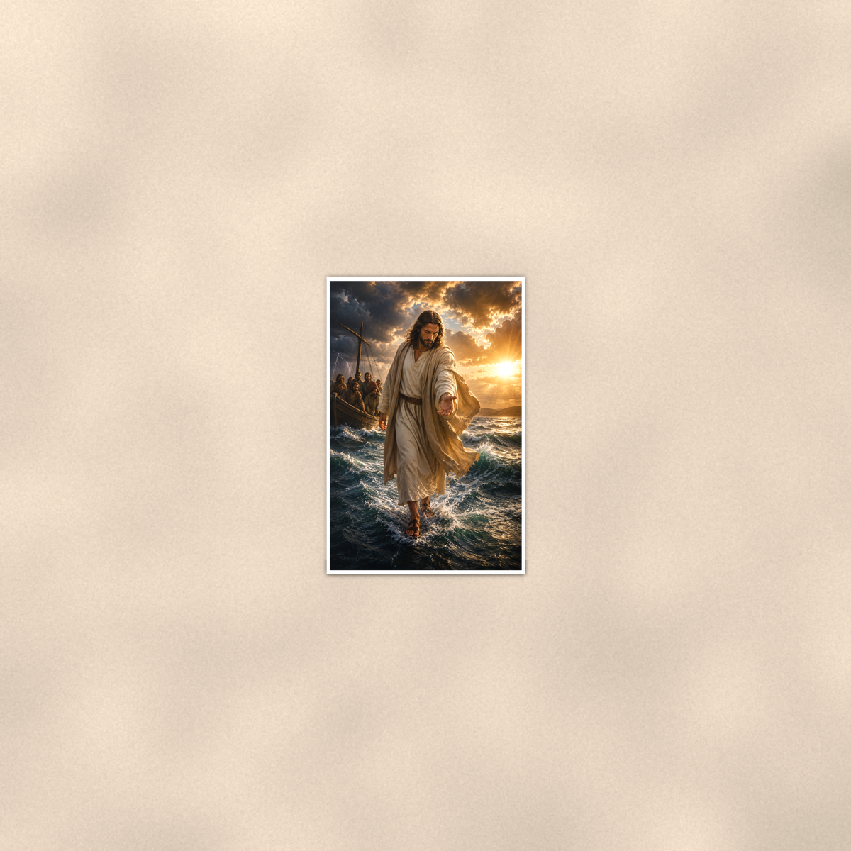Jesus Walking On Water - Christian Poster 16x24 & 24x36 — Room display