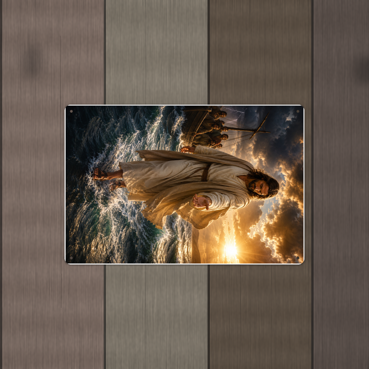 Jesus Walking On Water - Christian Metal Sign 8x12 & 12x18 — Alternate wall view