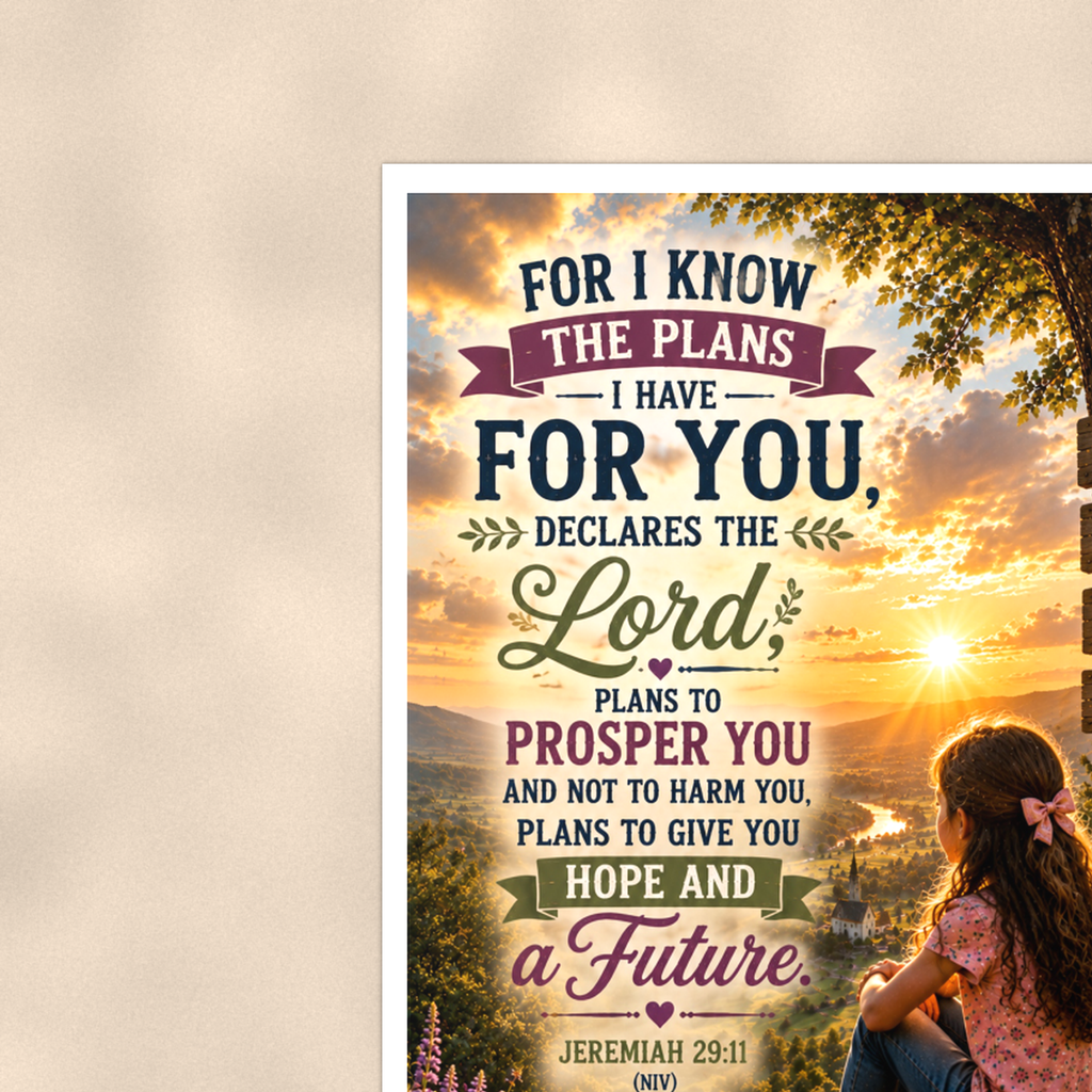 For I Know The Plans Girl At The Signpost - Jeremiah 29:11, Christian Poster 16x24 & 24x36 — Context view