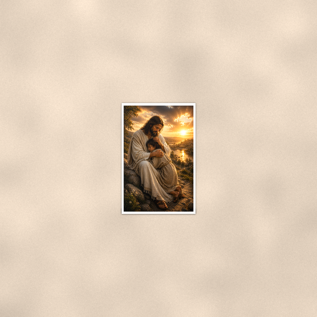 Jesus Comforting A Child - Christian Poster 16x24 & 24x36 — Room display