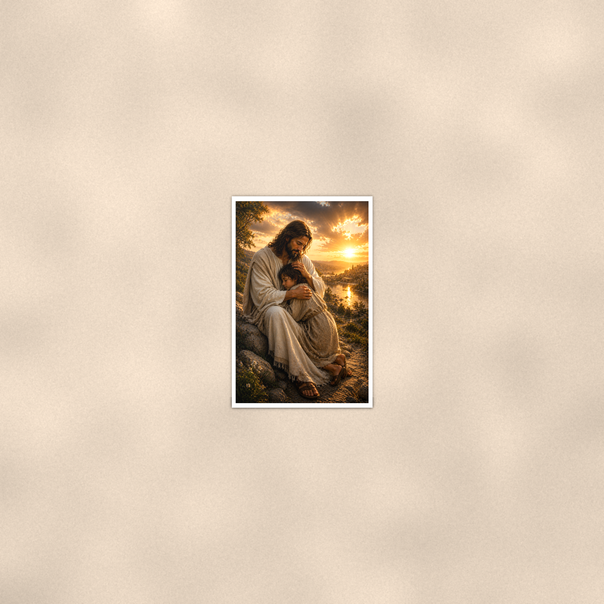 Jesus Comforting A Child - Christian Poster 16x24 & 24x36 — Room display