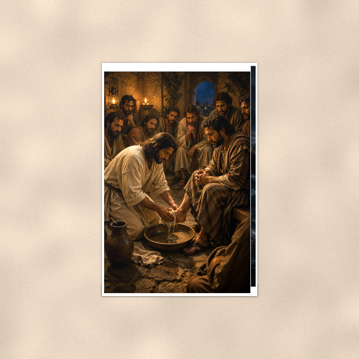Jesus Washes A Disciple's Feet - Christian Poster 16x24 & 24x36 — Full product view