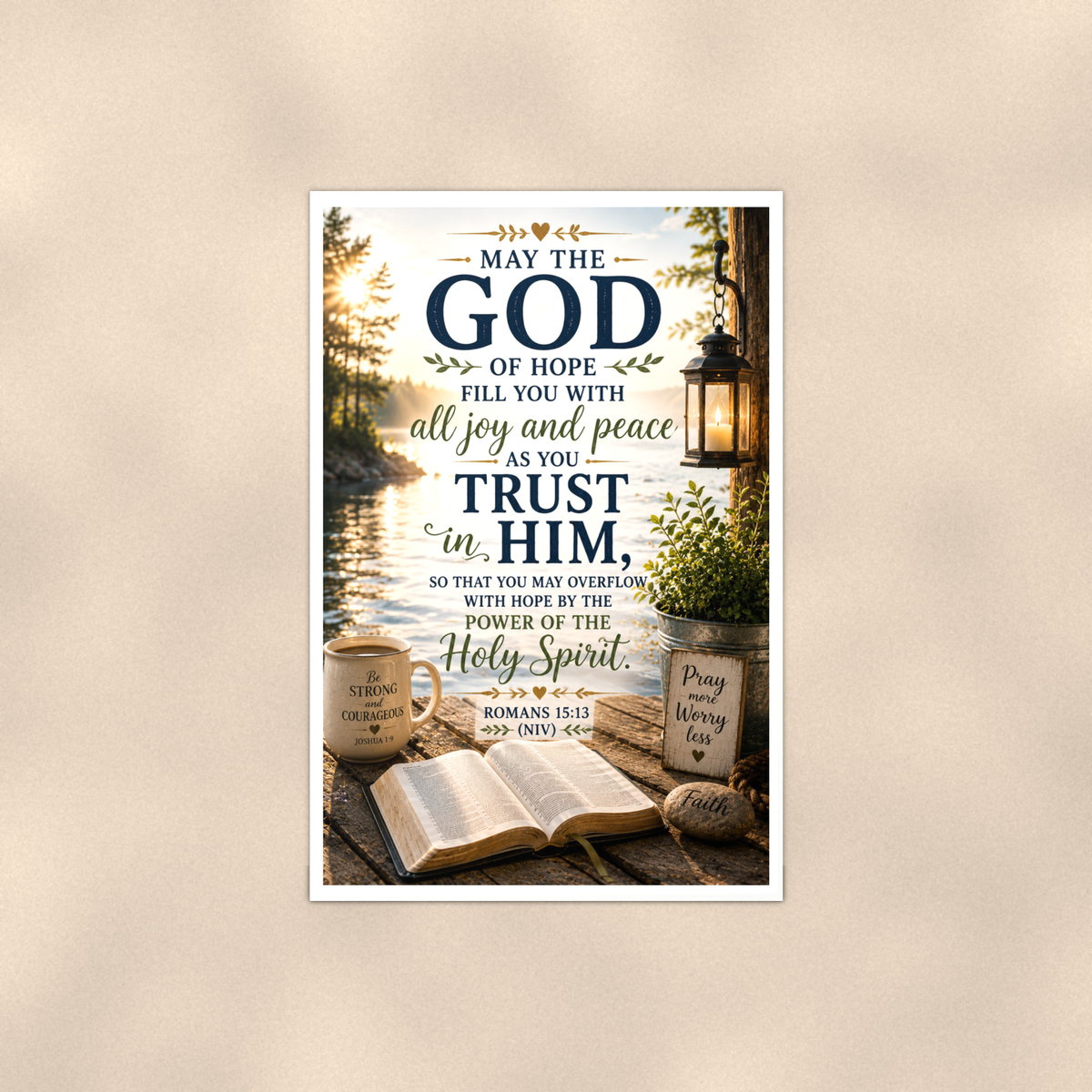 May The God Of Hope Fill You - Romans 15:13, Christian Poster 16x24 & 24x36 — Full product view
