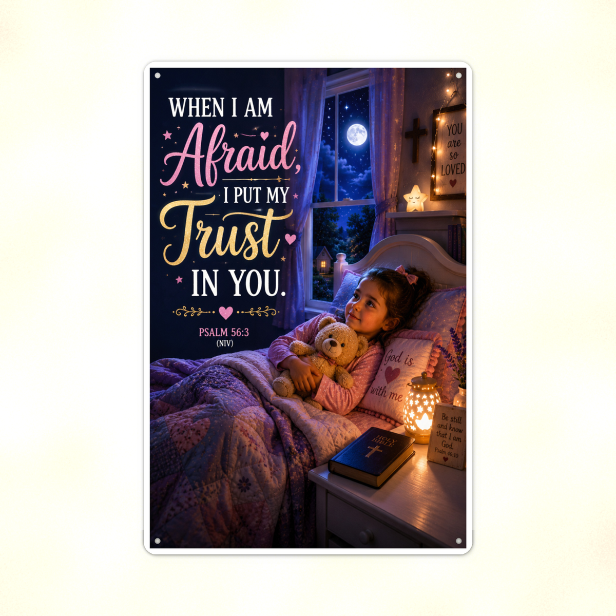 When Afraid, I Put My Trust In You - Psalm 56:3, Christian Metal Sign 8x12 & 12x18 — Print detail